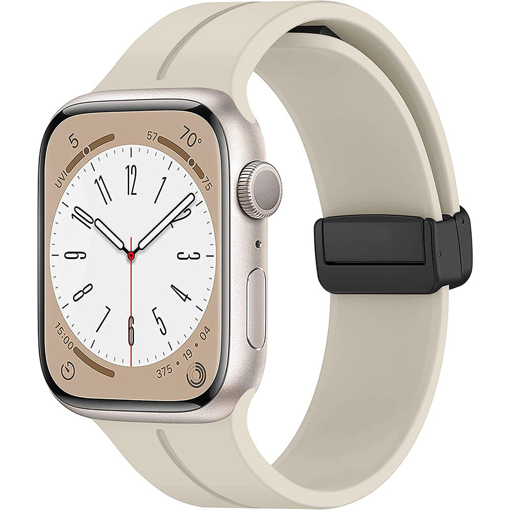 42/44/45/49mm Apple Watch Folding Magnetic Buckle Silicone Strap Series 9/SE/7/6/5/4/3/2/1