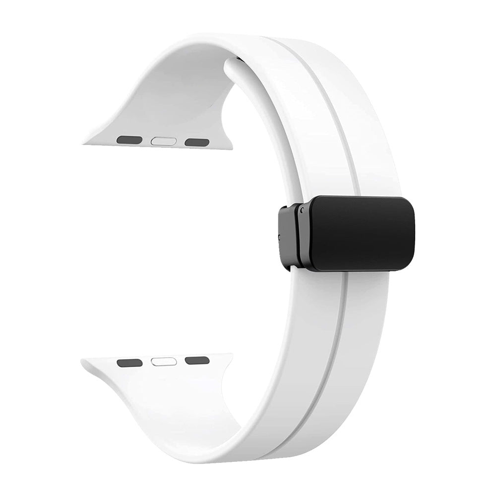 42/44/45/49mm Apple Watch Folding Magnetic Buckle Silicone Strap Series 9/SE/7/6/5/4/3/2/1