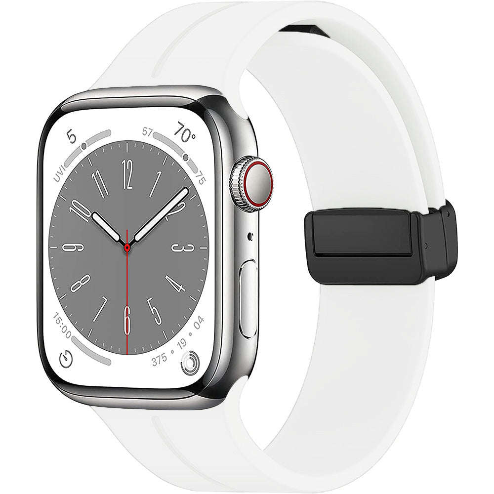 42/44/45/49mm Apple Watch Folding Magnetic Buckle Silicone Strap Series 9/SE/7/6/5/4/3/2/1