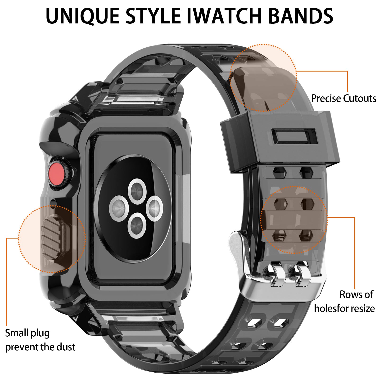 42/44/45mm Glacier transparent jelly strap,Esuitable for Apple Watch series SE/7/6/5/4/3/2/1