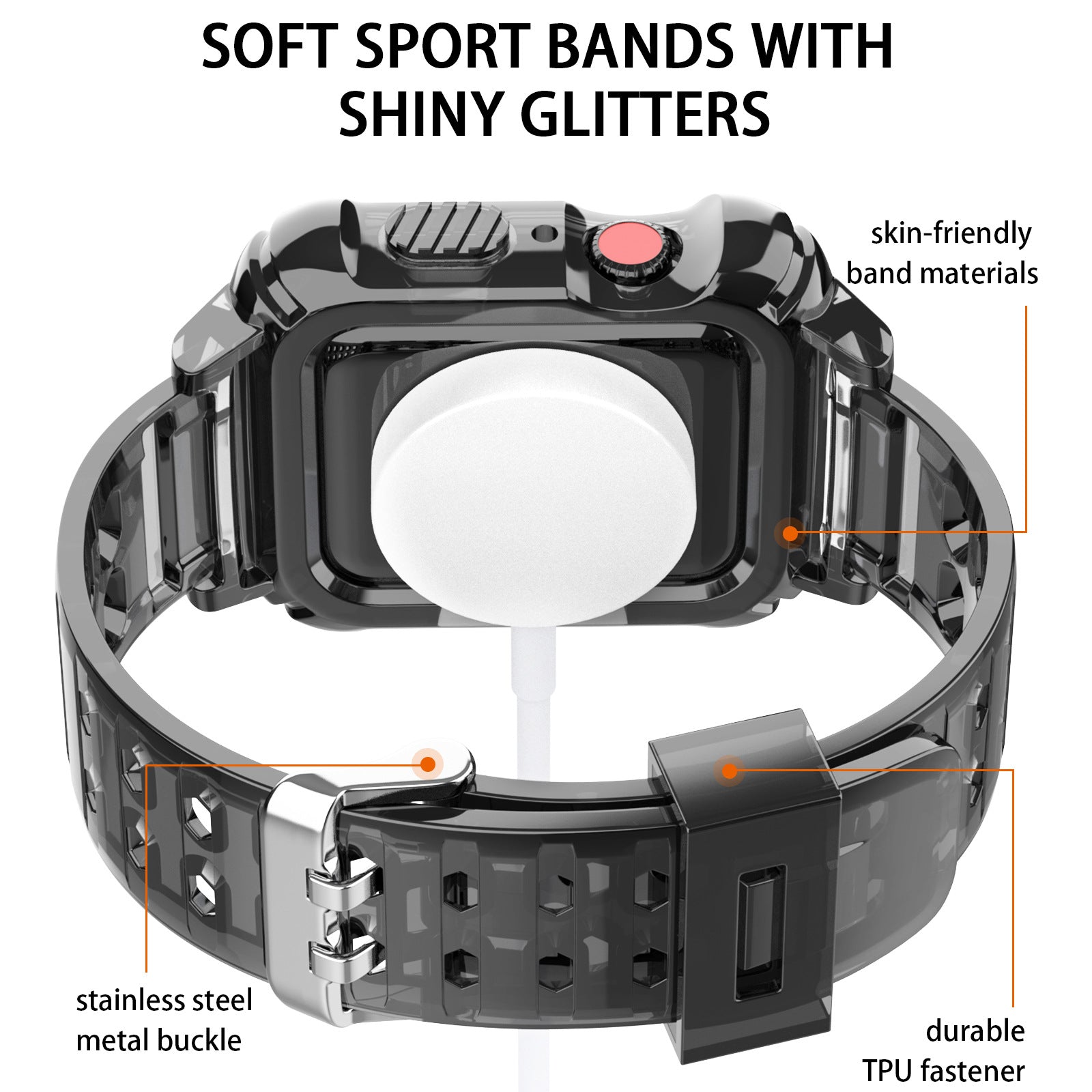42/44/45mm Glacier transparent jelly strap,Esuitable for Apple Watch series SE/7/6/5/4/3/2/1