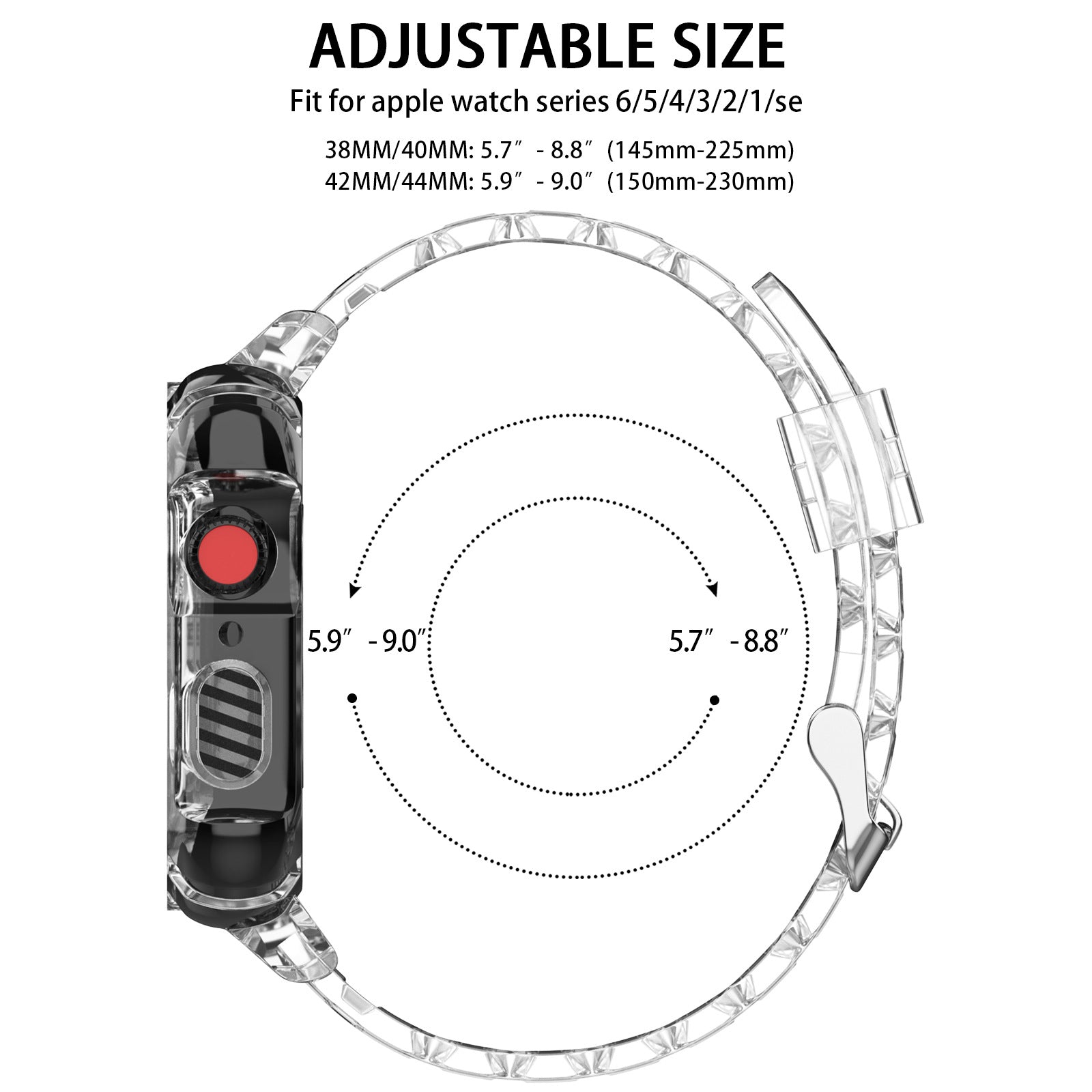 42/44/45mm Glacier transparent jelly strap,Esuitable for Apple Watch series SE/7/6/5/4/3/2/1