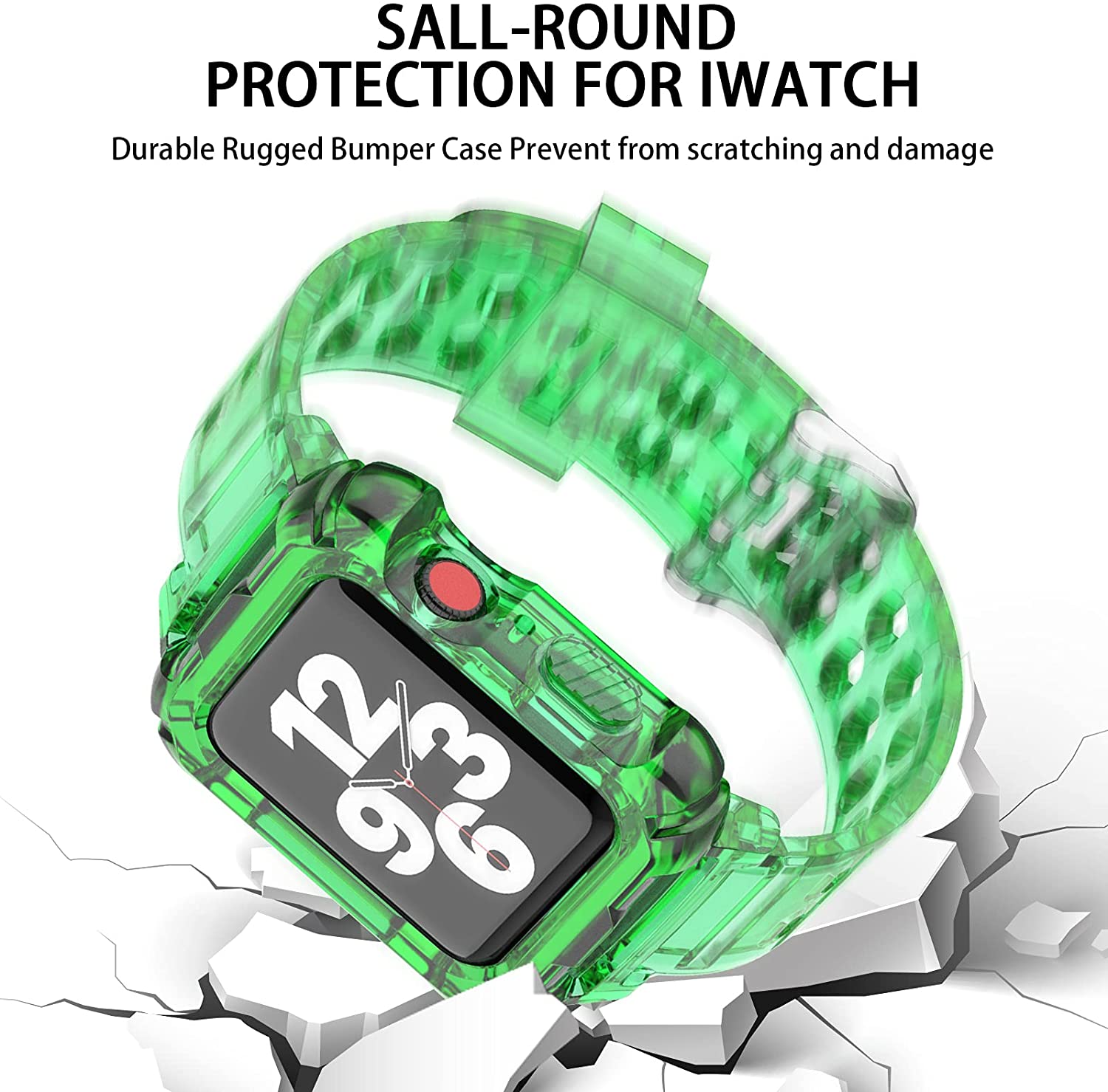 42/44/45mm Glacier transparent jelly strap,Esuitable for Apple Watch series SE/7/6/5/4/3/2/1