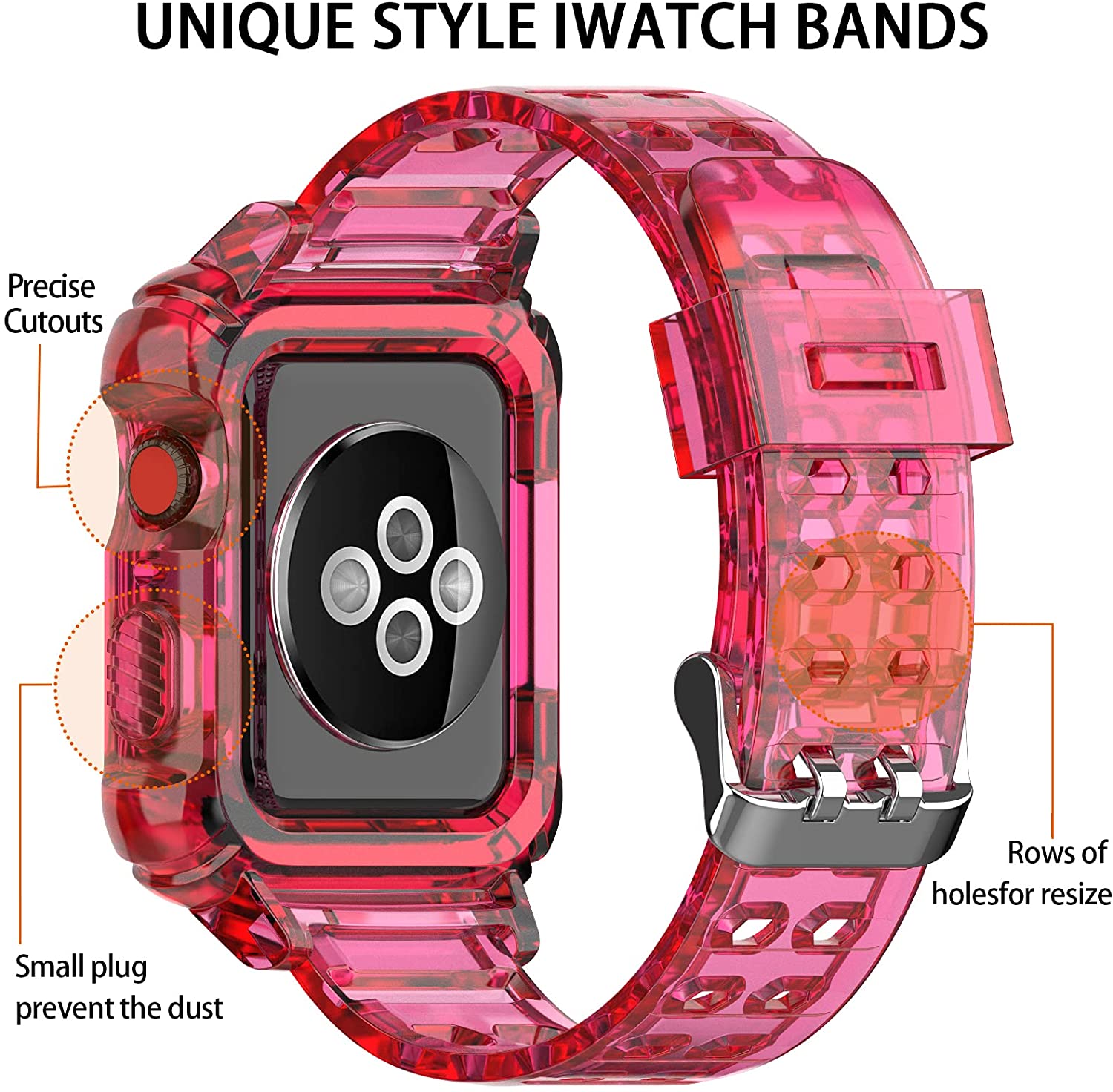 42/44/45mm Glacier transparent jelly strap,Esuitable for Apple Watch series SE/7/6/5/4/3/2/1