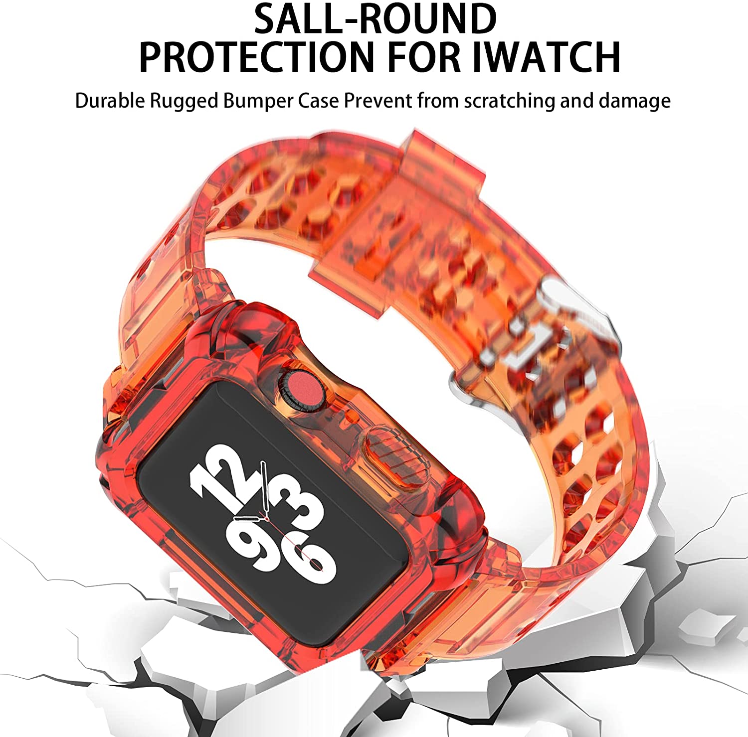 42/44/45mm Glacier transparent jelly strap,Esuitable for Apple Watch series SE/7/6/5/4/3/2/1