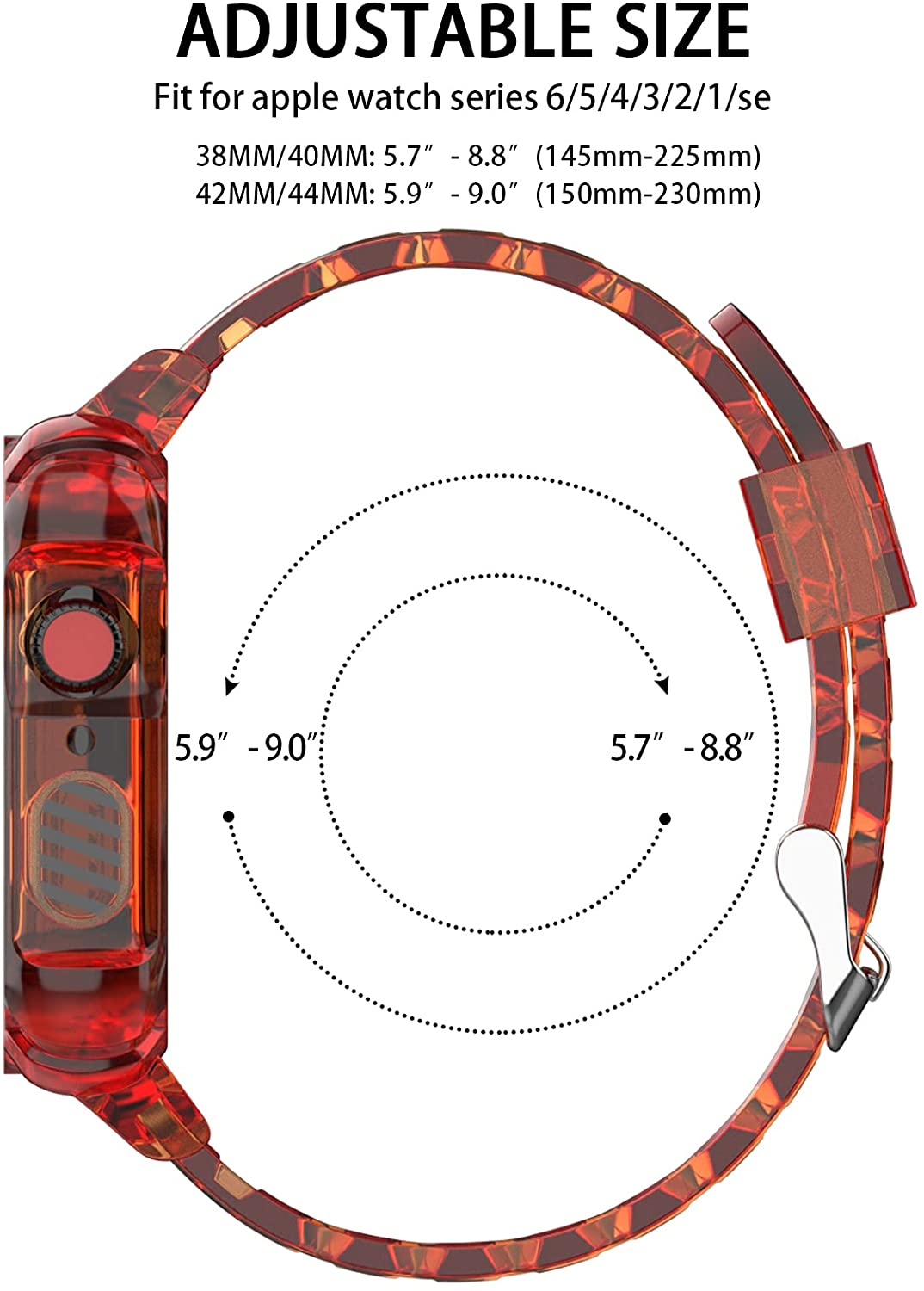 42/44/45mm Glacier transparent jelly strap,Esuitable for Apple Watch series SE/7/6/5/4/3/2/1
