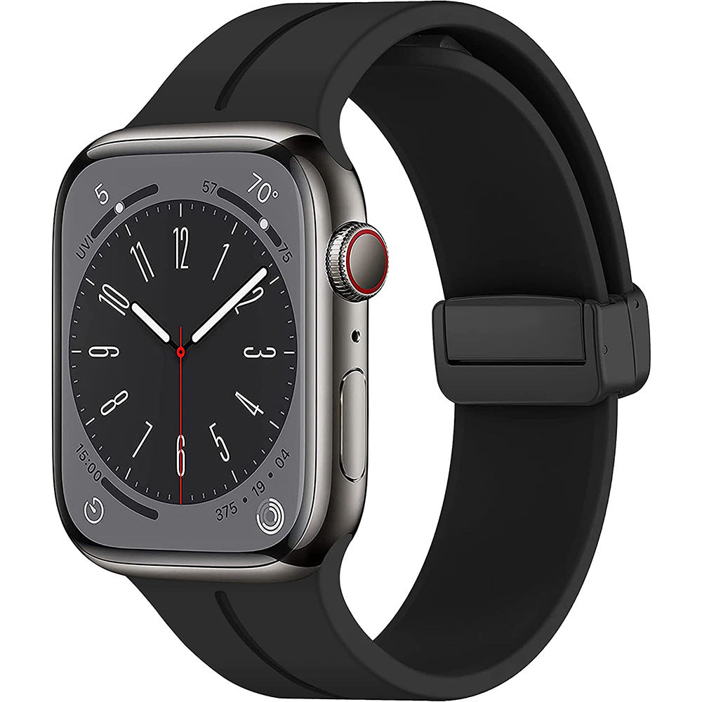 38/40/41mm Apple Watch Folding Magnetic Buckle Silicone Strap Series SE/7/6/5/4/3/2/1