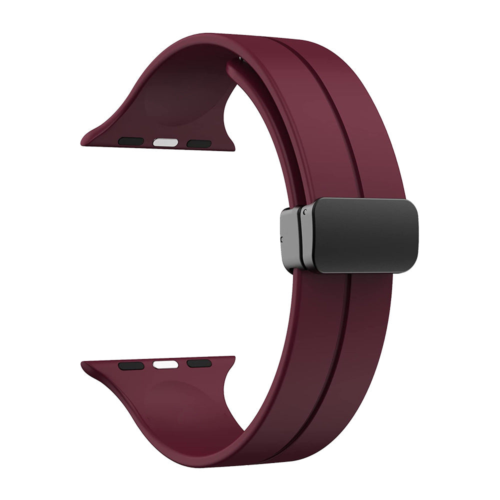 38/40/41mm Apple Watch Folding Magnetic Buckle Silicone Strap Series SE/7/6/5/4/3/2/1