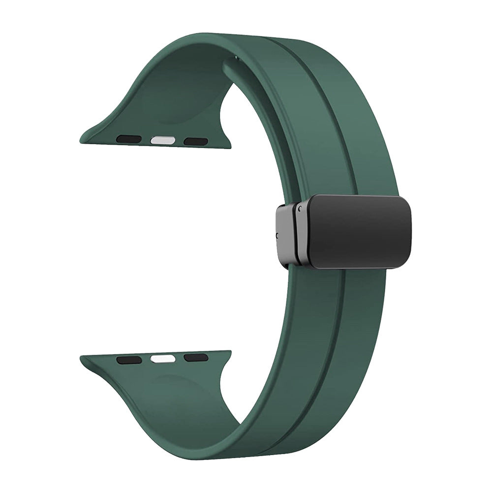 38/40/41mm Apple Watch Folding Magnetic Buckle Silicone Strap Series SE/7/6/5/4/3/2/1