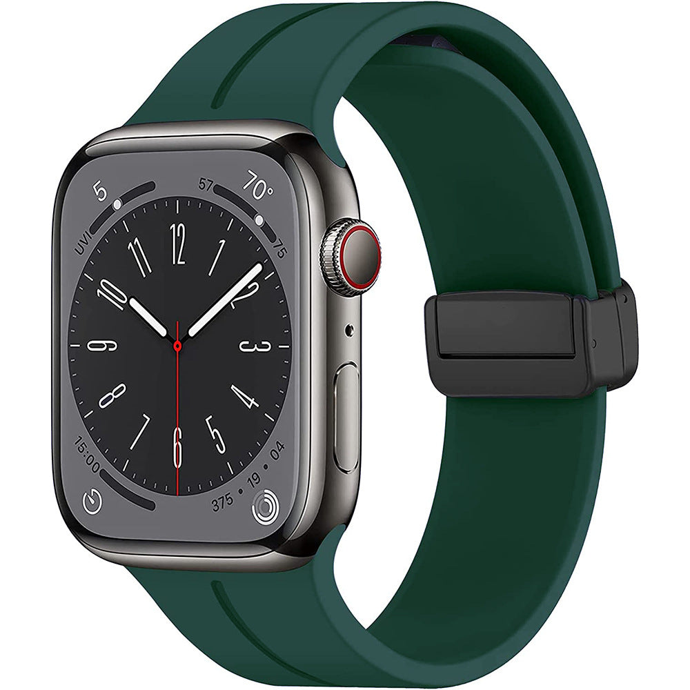 38/40/41mm Apple Watch Folding Magnetic Buckle Silicone Strap Series SE/7/6/5/4/3/2/1