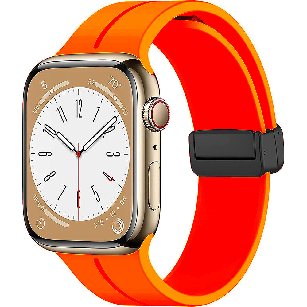 38/40/41mm Apple Watch Folding Magnetic Buckle Silicone Strap Series SE/7/6/5/4/3/2/1