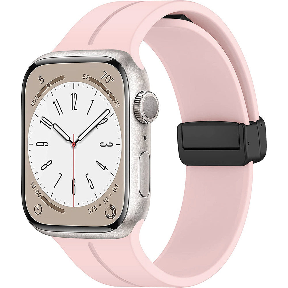 38/40/41mm Apple Watch Folding Magnetic Buckle Silicone Strap Series SE/7/6/5/4/3/2/1