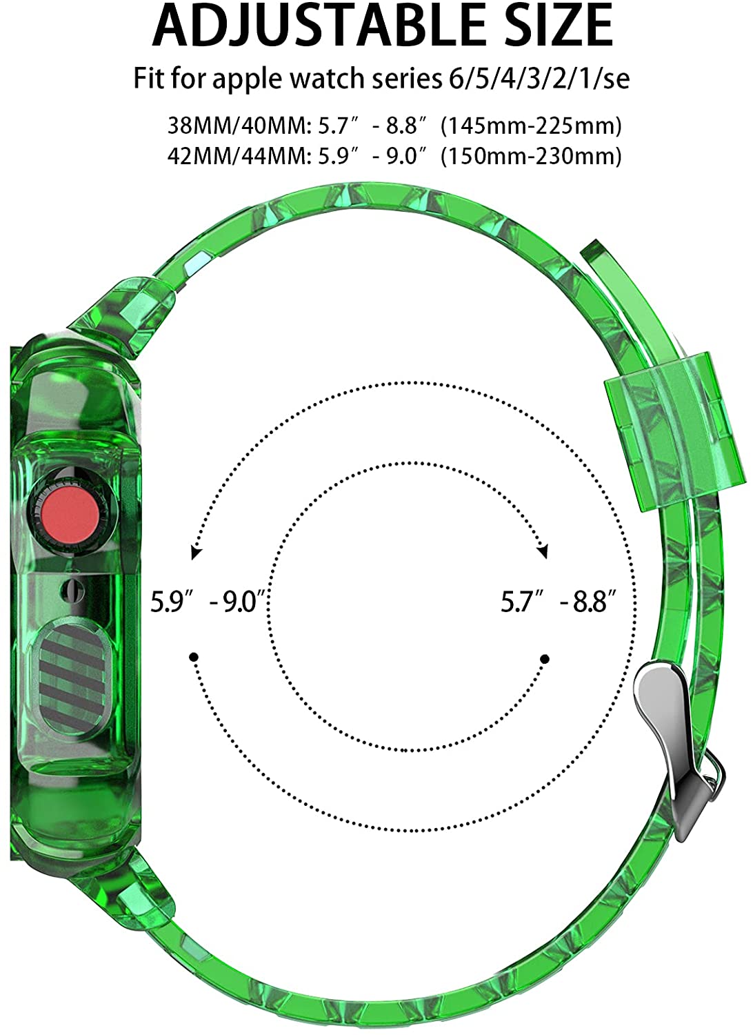 38/40/41mm Glacier transparent jelly strap,Esuitable for Apple Watch series SE/7/6/5/4/3/2/1