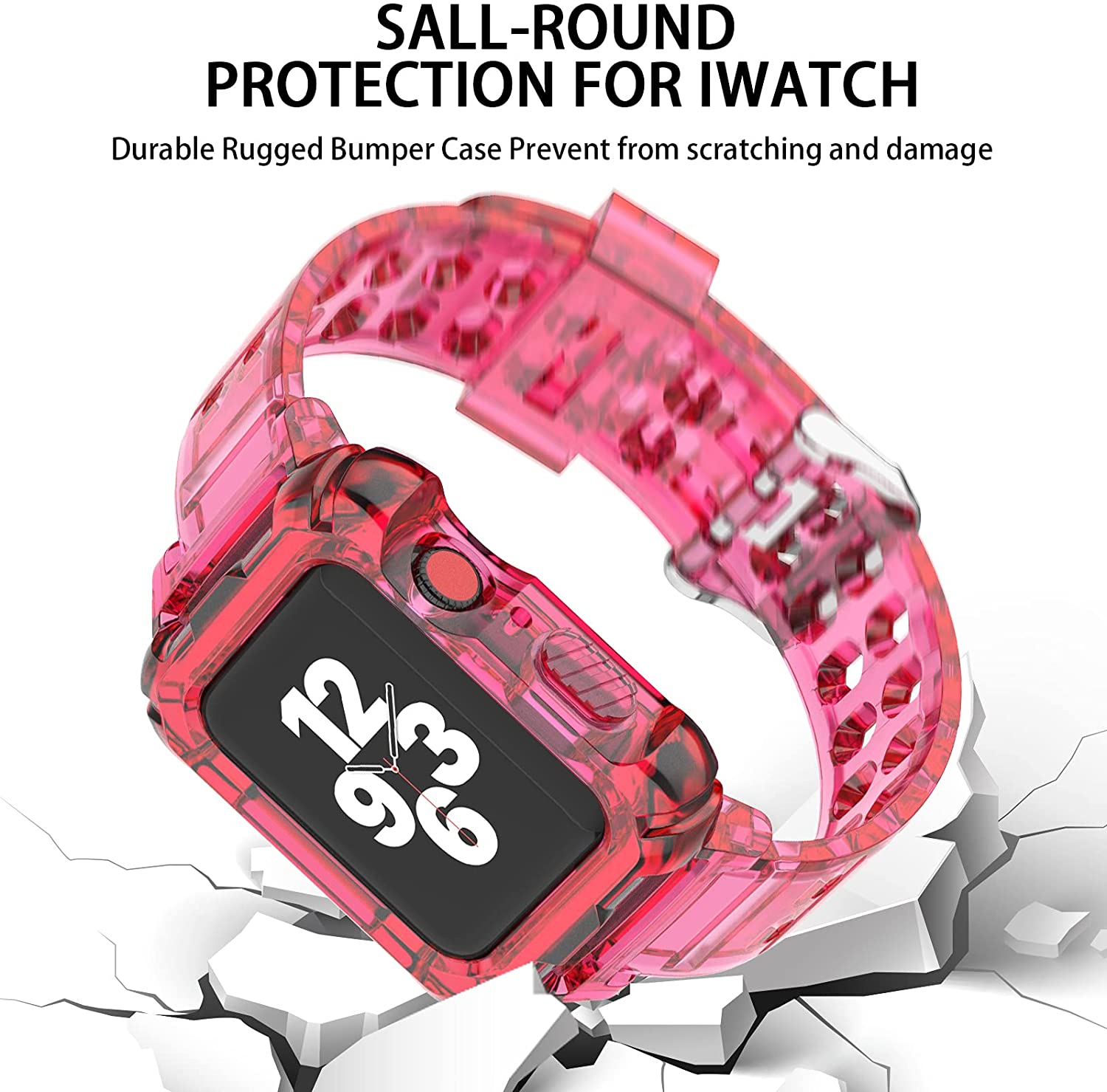 38/40/41mm Glacier transparent jelly strap,Esuitable for Apple Watch series SE/7/6/5/4/3/2/1