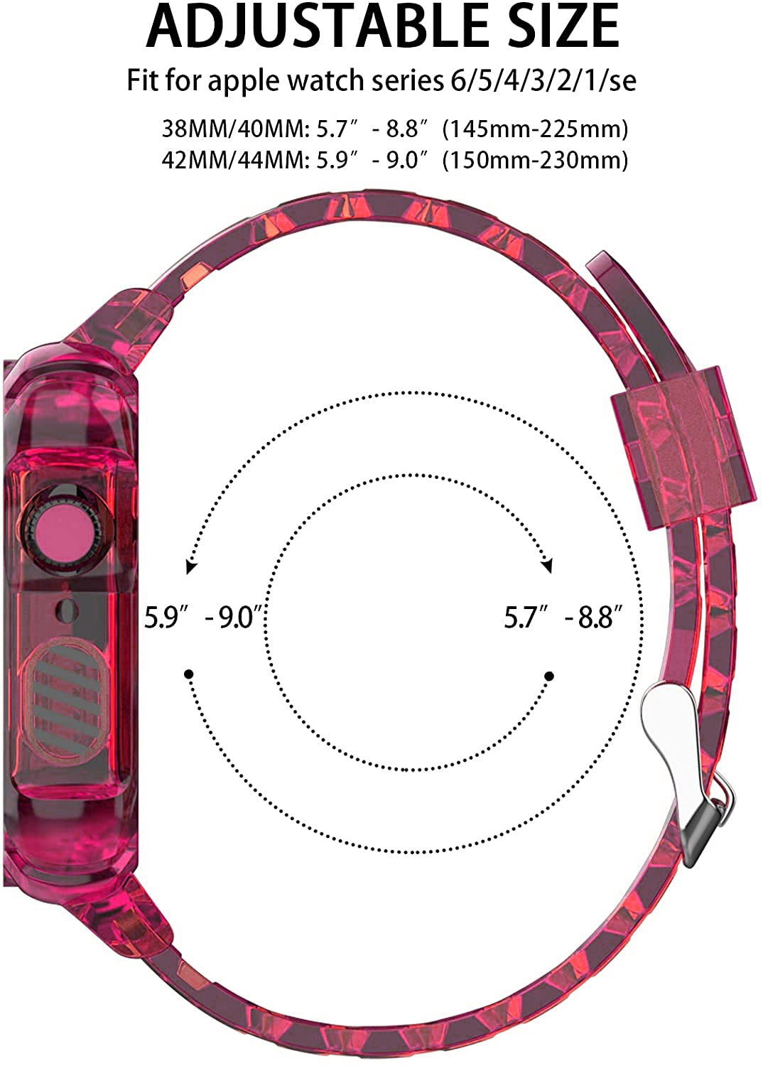 38/40/41mm Glacier transparent jelly strap,Esuitable for Apple Watch series SE/7/6/5/4/3/2/1