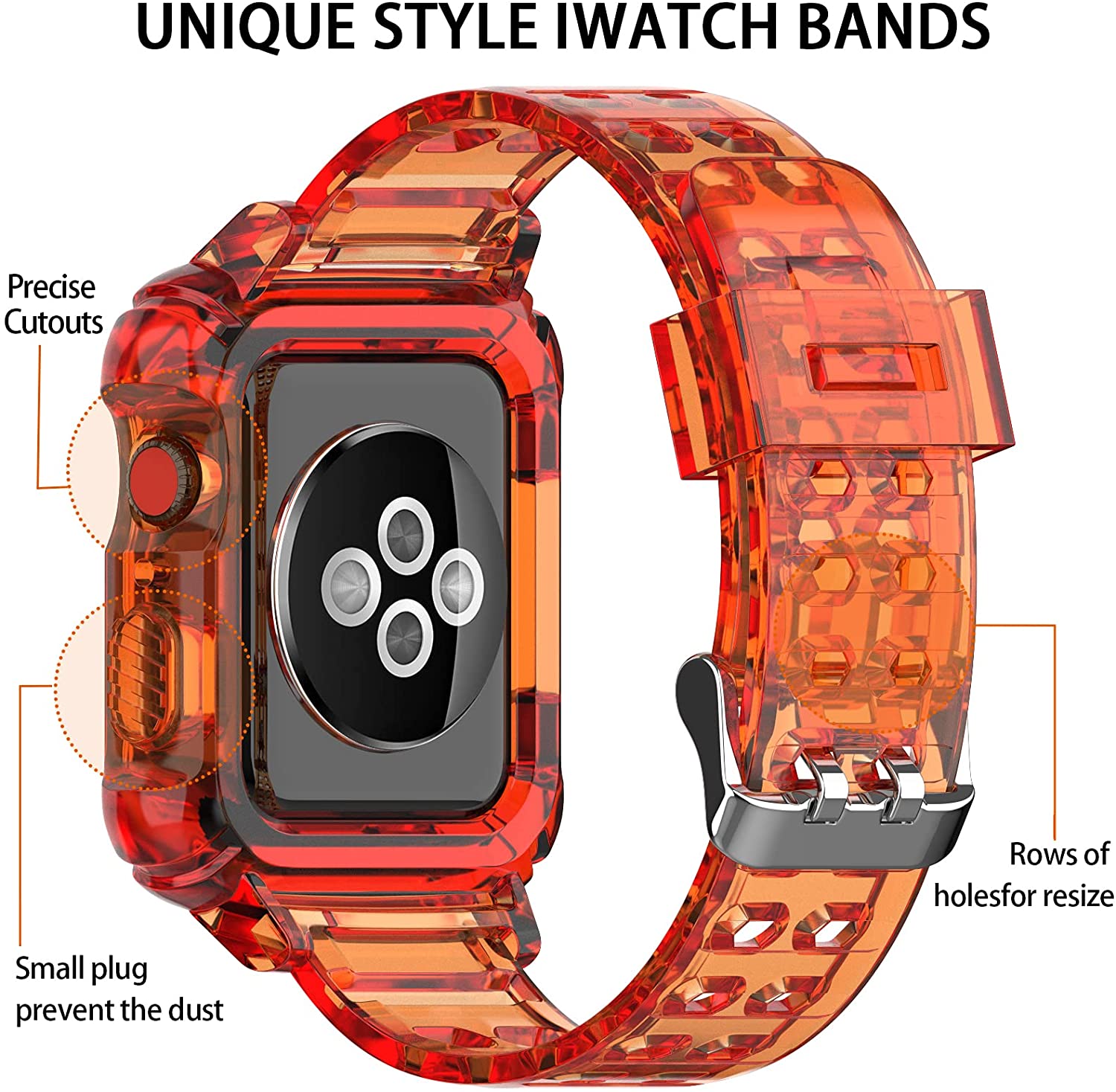 38/40/41mm Glacier transparent jelly strap,Esuitable for Apple Watch series SE/7/6/5/4/3/2/1