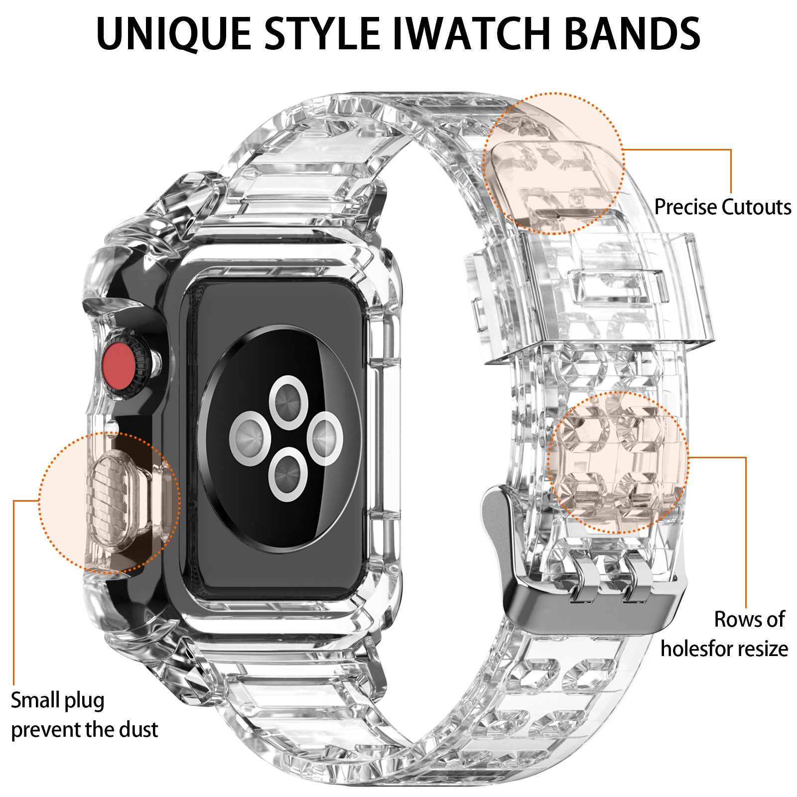 38/40/41mm Glacier transparent jelly strap,Esuitable for Apple Watch series SE/7/6/5/4/3/2/1