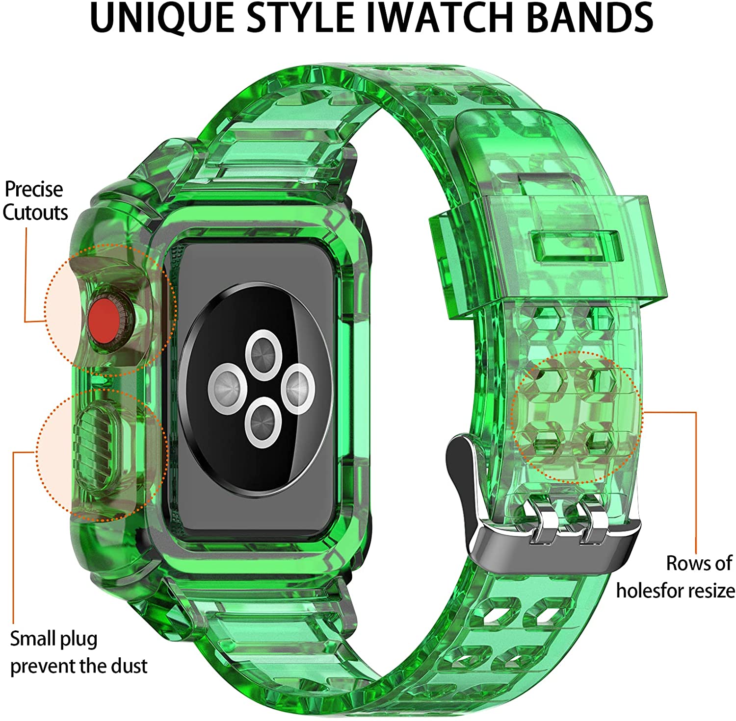 38/40/41mm Glacier transparent jelly strap,Esuitable for Apple Watch series SE/7/6/5/4/3/2/1