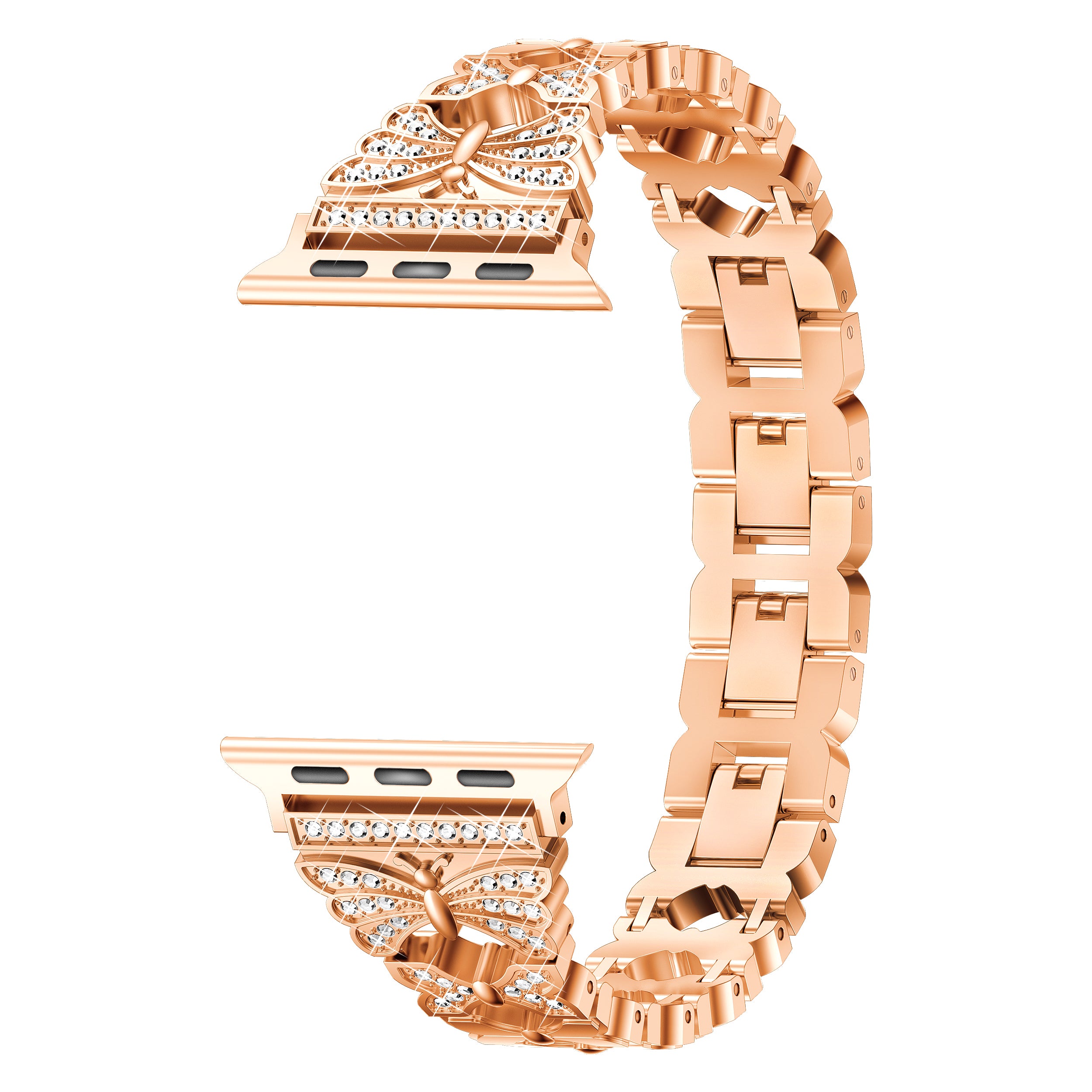 38/40/41mm Apple Watch SE Series7/6/5/4/3/2/1 Bling diamond Metal Strap Lady's Replacemnet Band with Butterfly Folding Clasp
