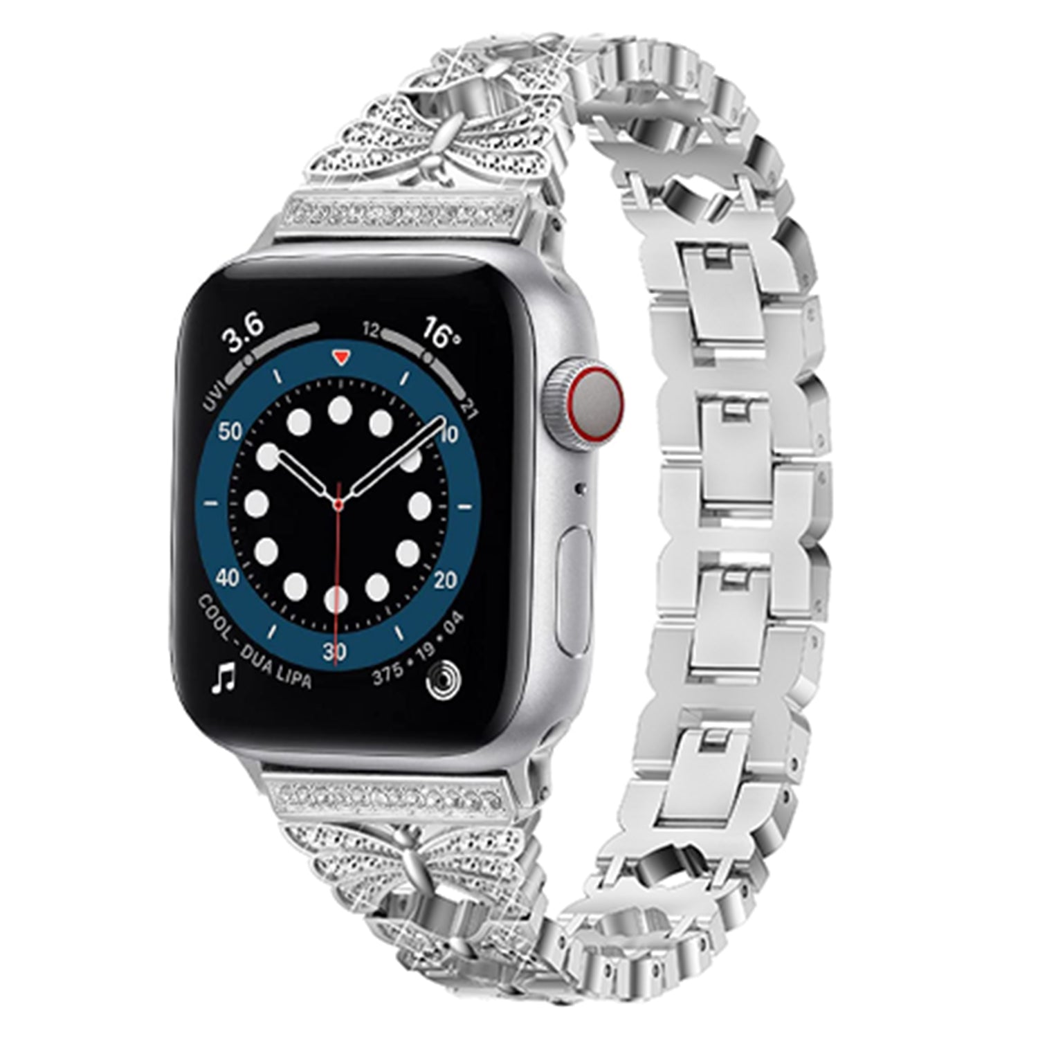 38/40/41mm Apple Watch SE Series7/6/5/4/3/2/1 Bling diamond Metal Strap Lady's Replacemnet Band with Butterfly Folding Clasp