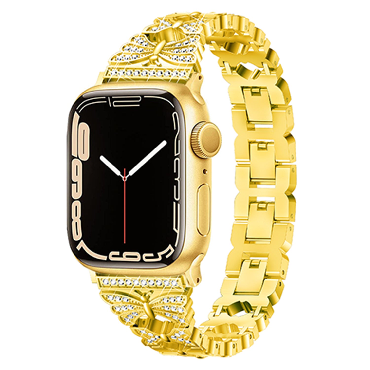 38/40/41mm Apple Watch SE Series7/6/5/4/3/2/1 Bling diamond Metal Strap Lady's Replacemnet Band with Butterfly Folding Clasp