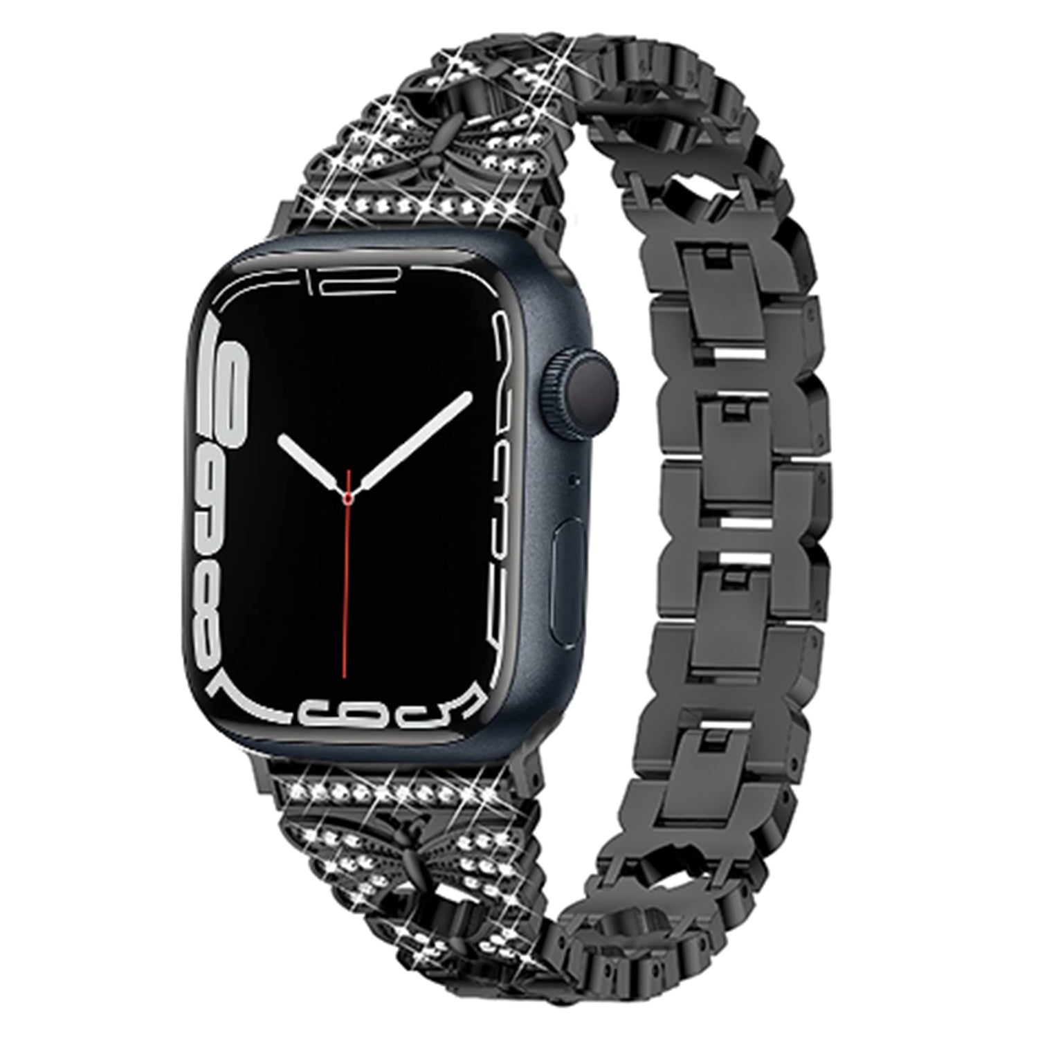 38/40/41mm Apple Watch SE Series7/6/5/4/3/2/1 Bling diamond Metal Strap Lady's Replacemnet Band with Butterfly Folding Clasp