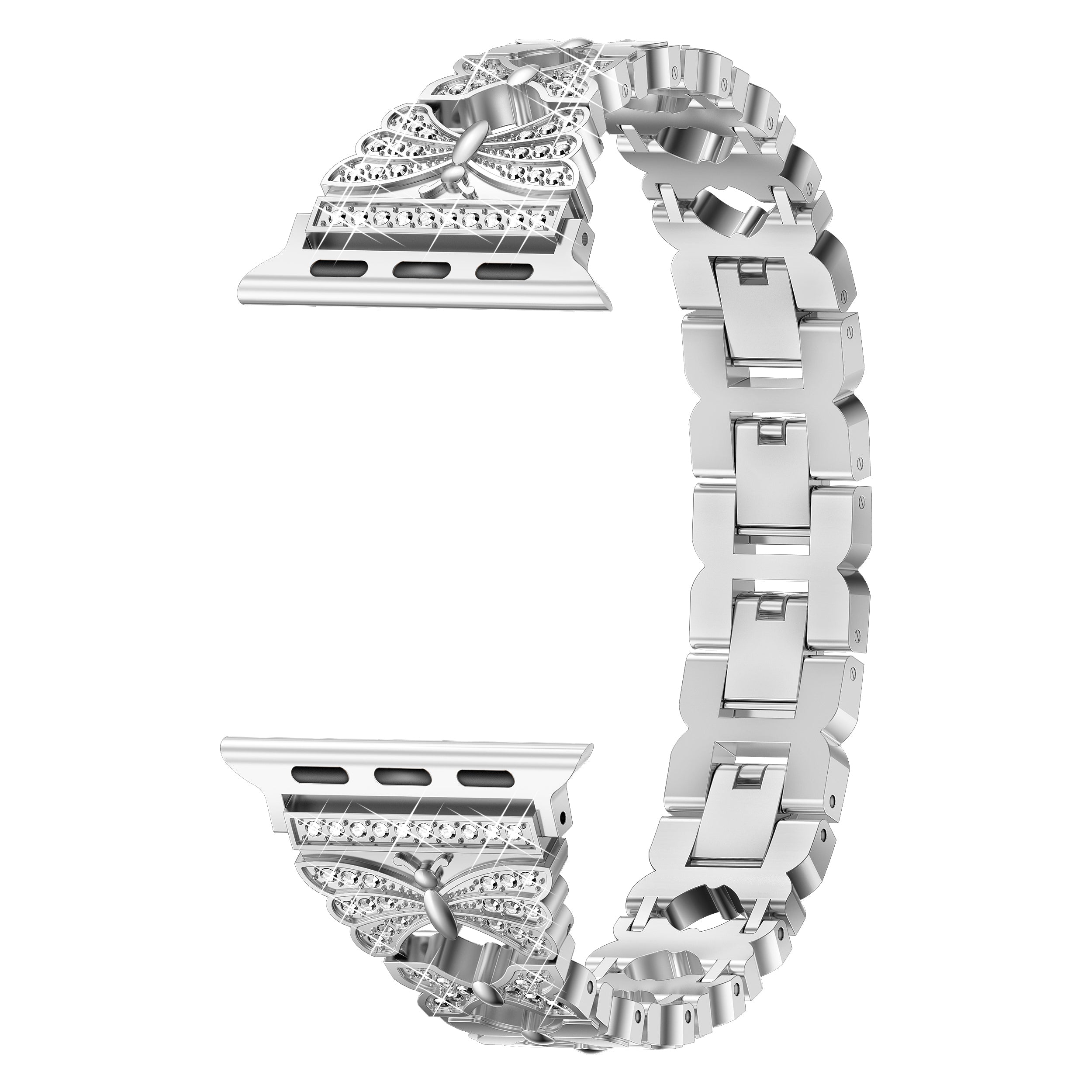 38/40/41mm Apple Watch SE Series7/6/5/4/3/2/1 Bling diamond Metal Strap Lady's Replacemnet Band with Butterfly Folding Clasp