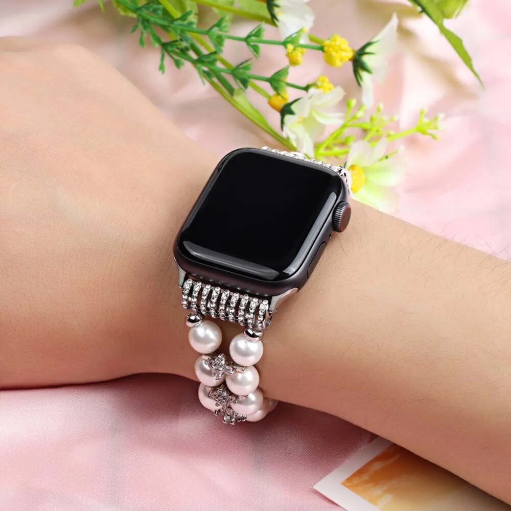 38/40mmShiny elastic beaded rhinestone bracelet for Apple Watch series SE /6/ 5/ 4 /3/ 2/1 /