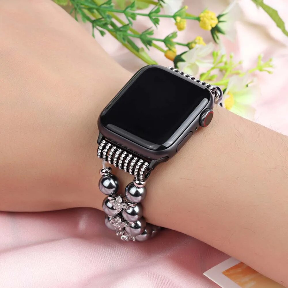 38/40mmShiny elastic beaded rhinestone bracelet for Apple Watch series SE /6/ 5/ 4 /3/ 2/1 /