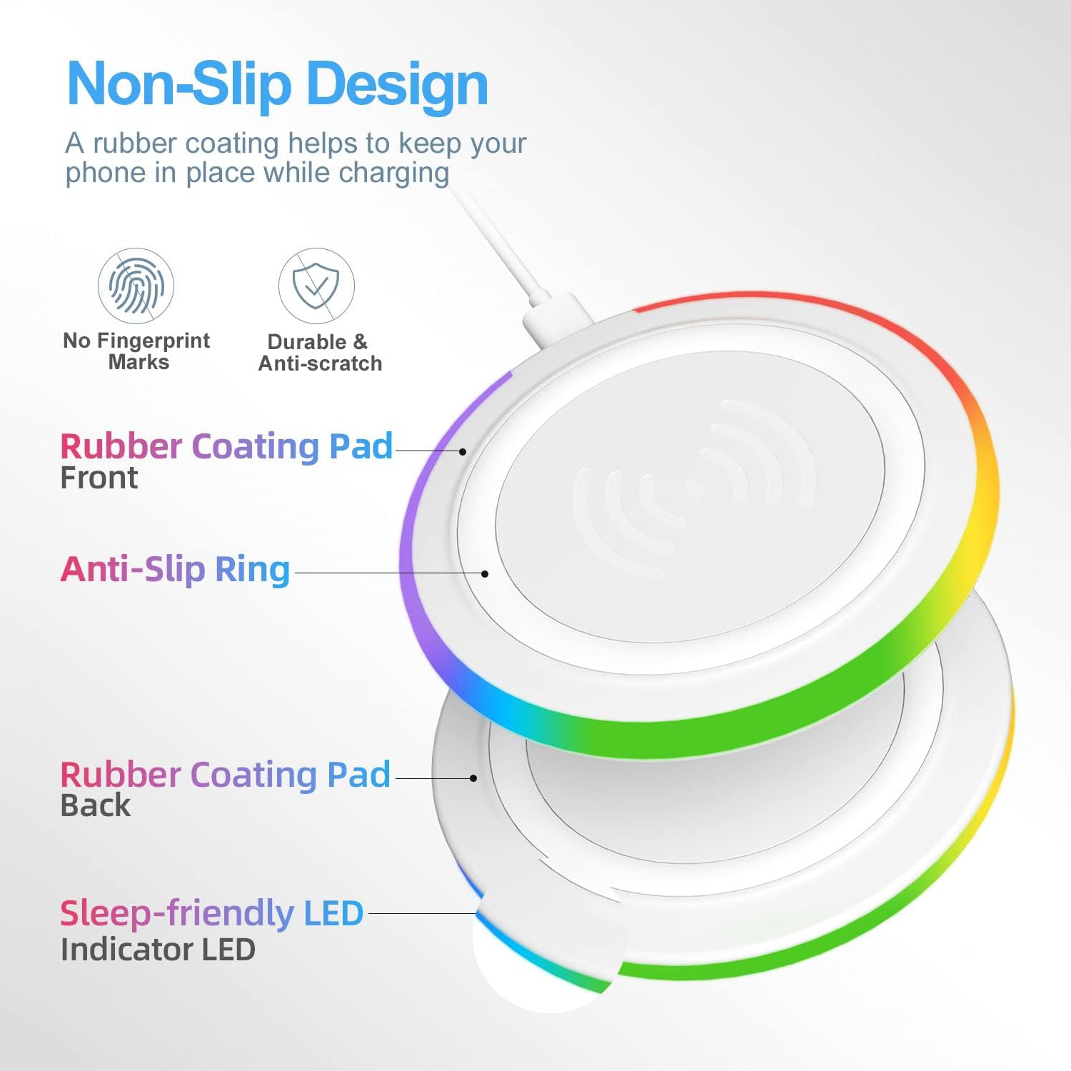 15W RGB Wireless Charger Compatible iPhone 15/15 Plus/15 Pro/15 Pro Max