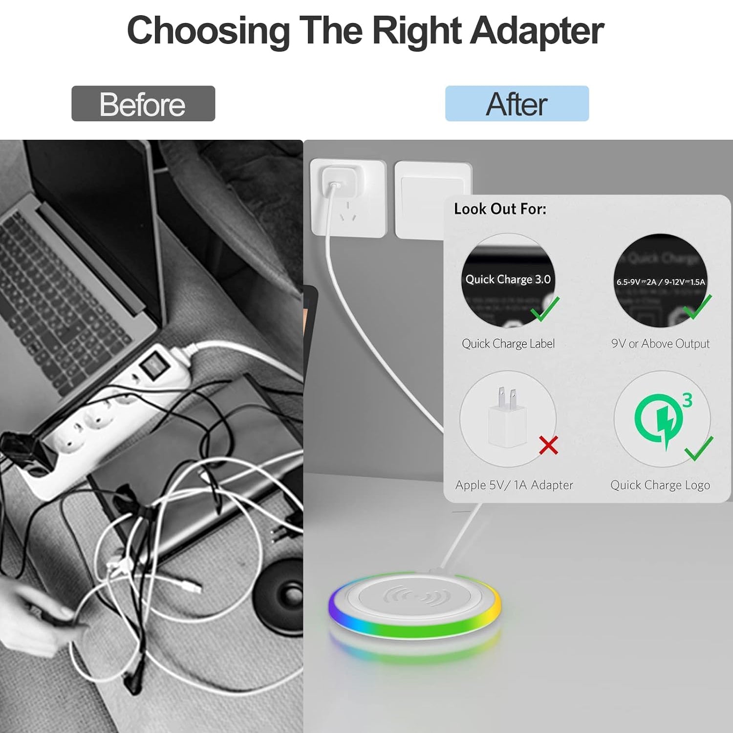 15W RGB Wireless Charger Compatible iPhone 15/15 Plus/15 Pro/15 Pro Max