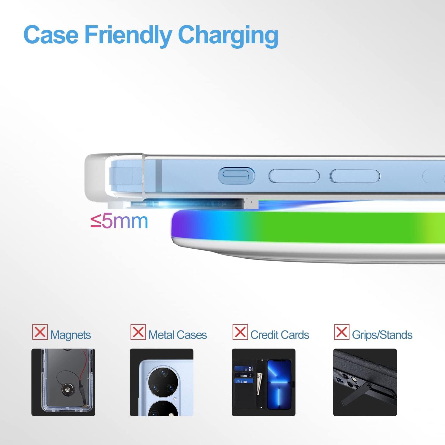 15W RGB Wireless Charger Compatible iPhone 15/15 Plus/15 Pro/15 Pro Max