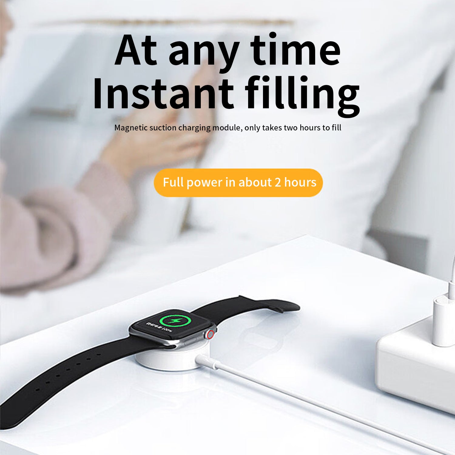Wireless Apple Watch Magnetic to Type-C Fast Charger-White