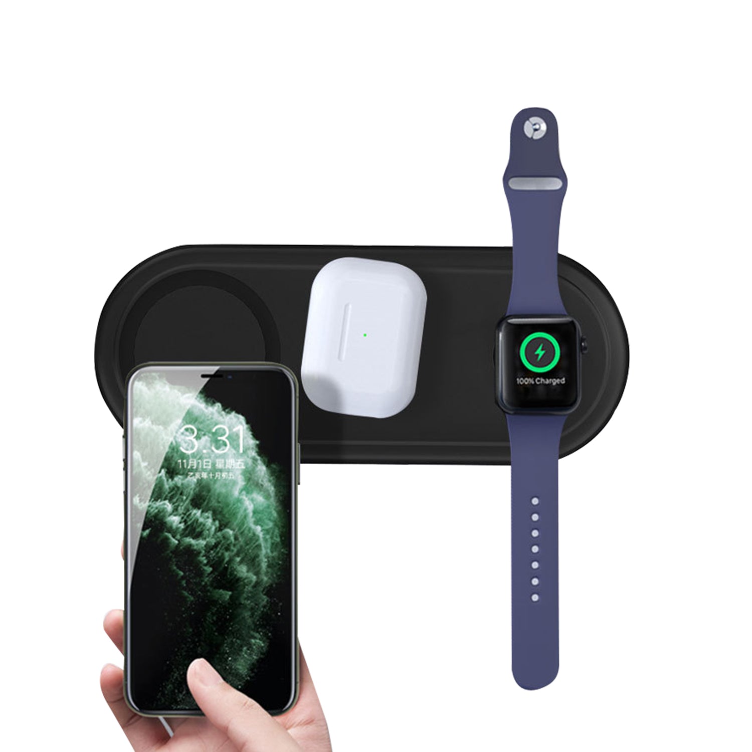 3 in 1 Wireless Fast Charger For iPhone 12 Samsung/ Apple Watch 5 4 3 /Airpods