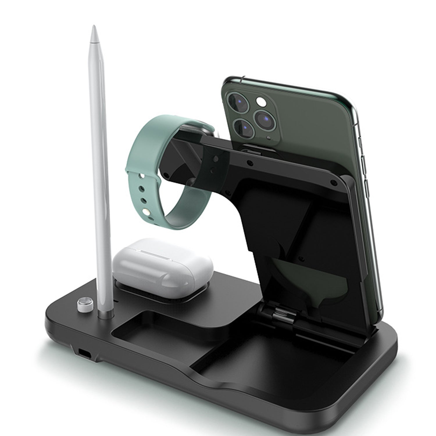 4 in 1 Wireless charger Dock Universal, Wireless Charger Stand Portable Charging Station Dock for Mobile Phone Watch Earphone, Foldable Design Wireless Charger