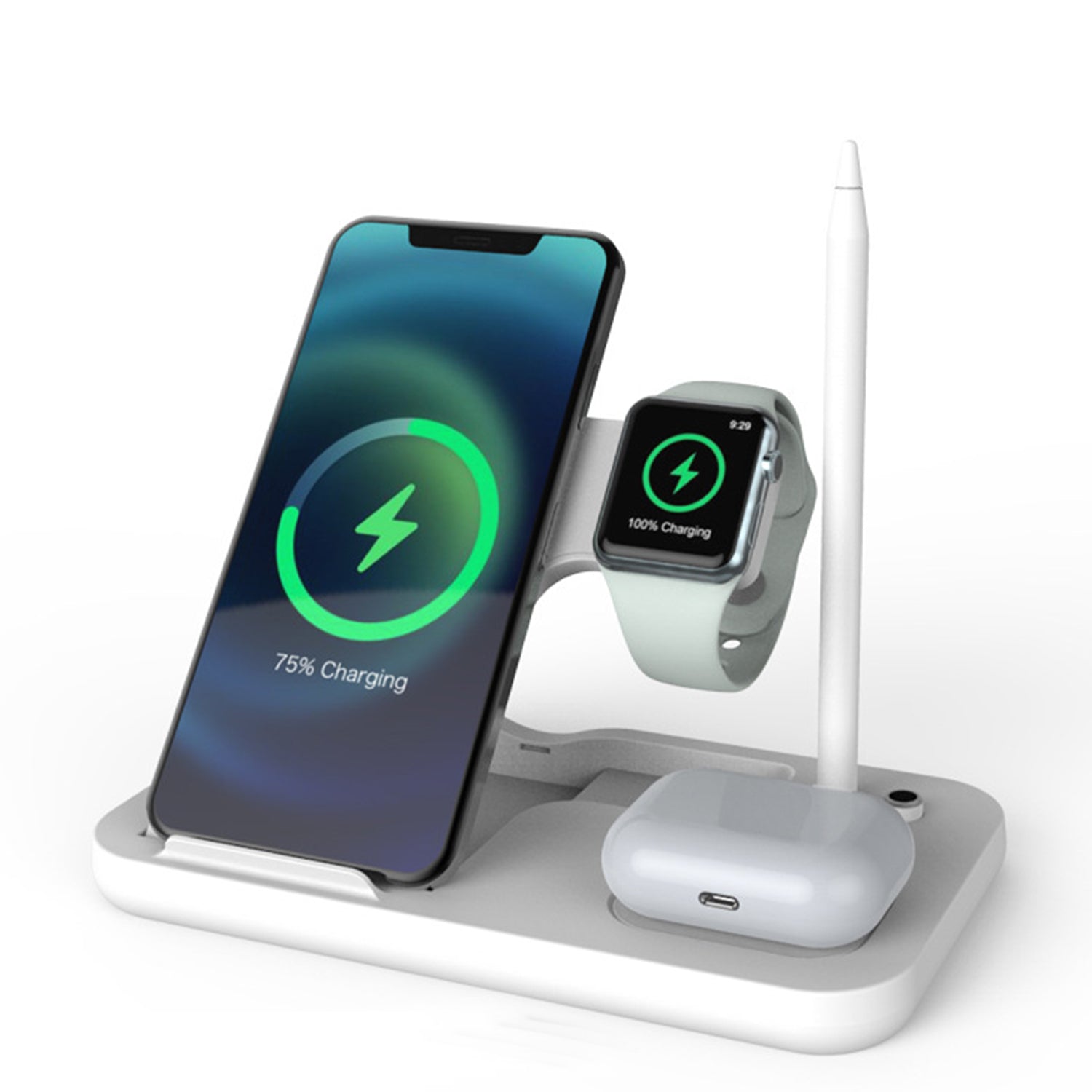 4 in 1 Wireless charger Dock Universal, Wireless Charger Stand Portable Charging Station Dock for Mobile Phone Watch Earphone, Foldable Design Wireless Charger
