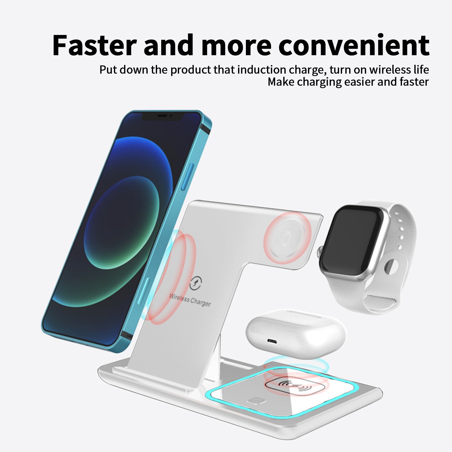 3 in 1 Wireless MagSafe Collapsible Atmosphere Lamp Charger