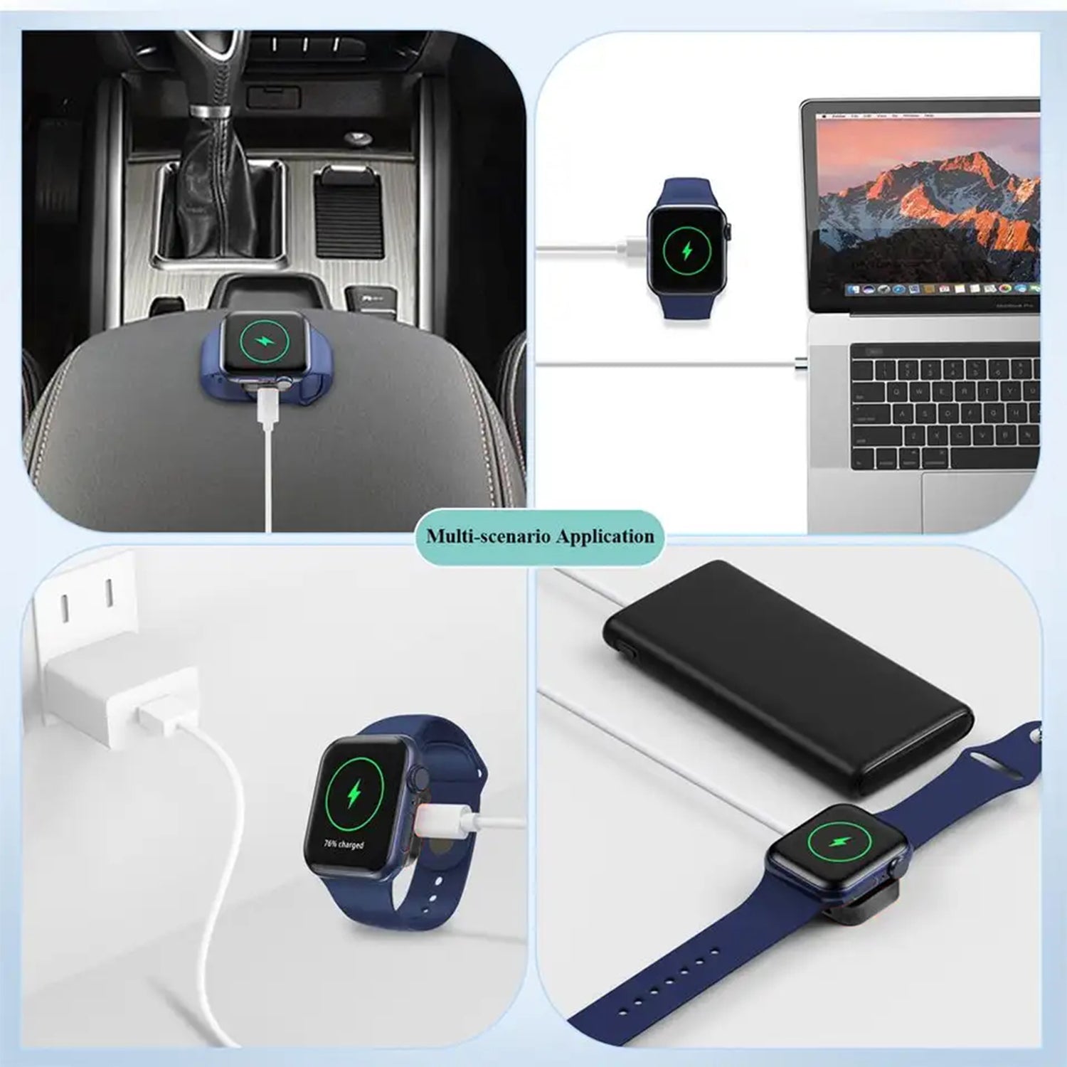 2 in 1 Portable Metal Magnetic Wireless Charger for Apple Watch 7 6 5 4 3 2 1 SE Usb C Fast Charging Pad Cargador