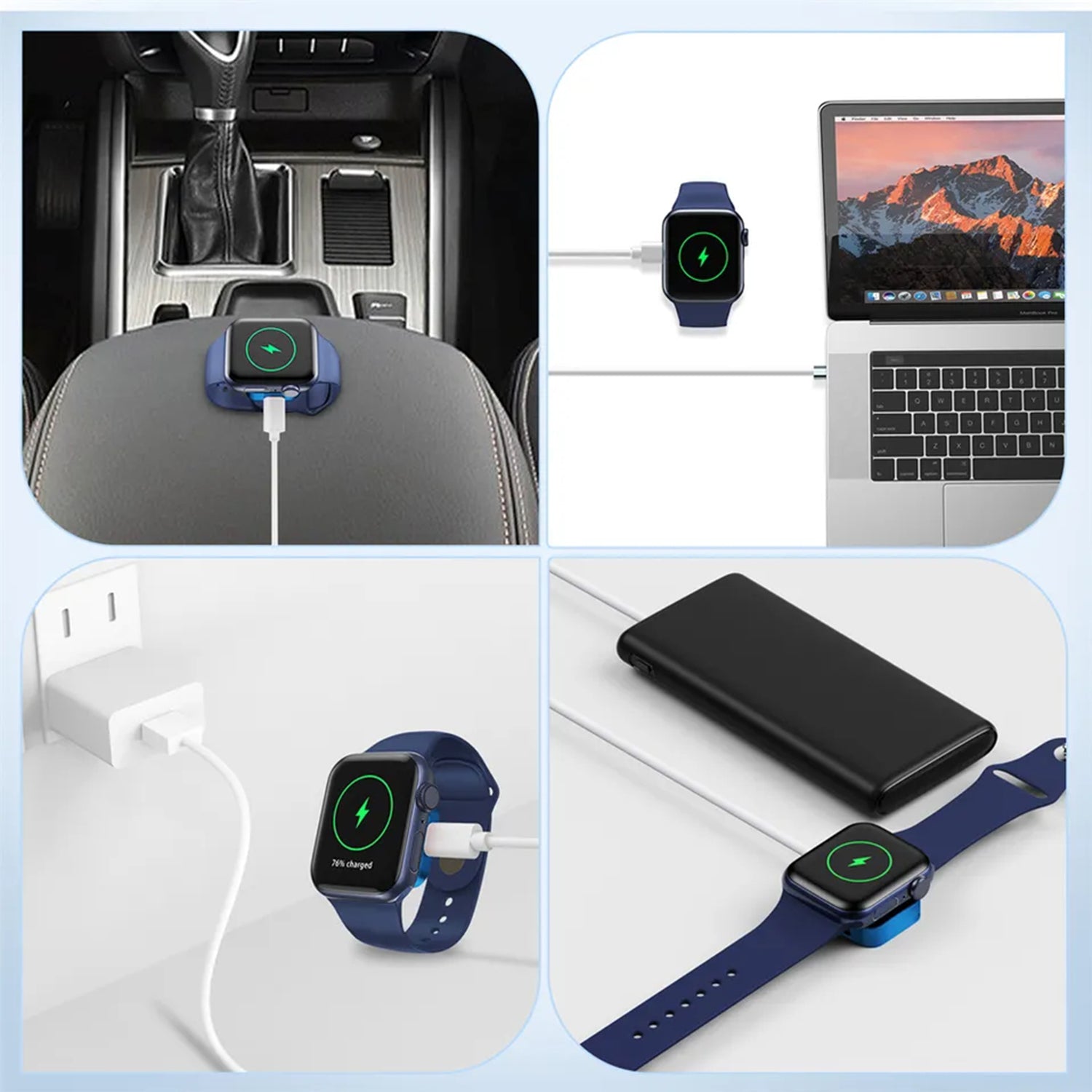 2 in 1 Portable Metal Magnetic Wireless Charger for Apple Watch 7 6 5 4 3 2 1 SE Usb C Fast Charging Pad Cargador