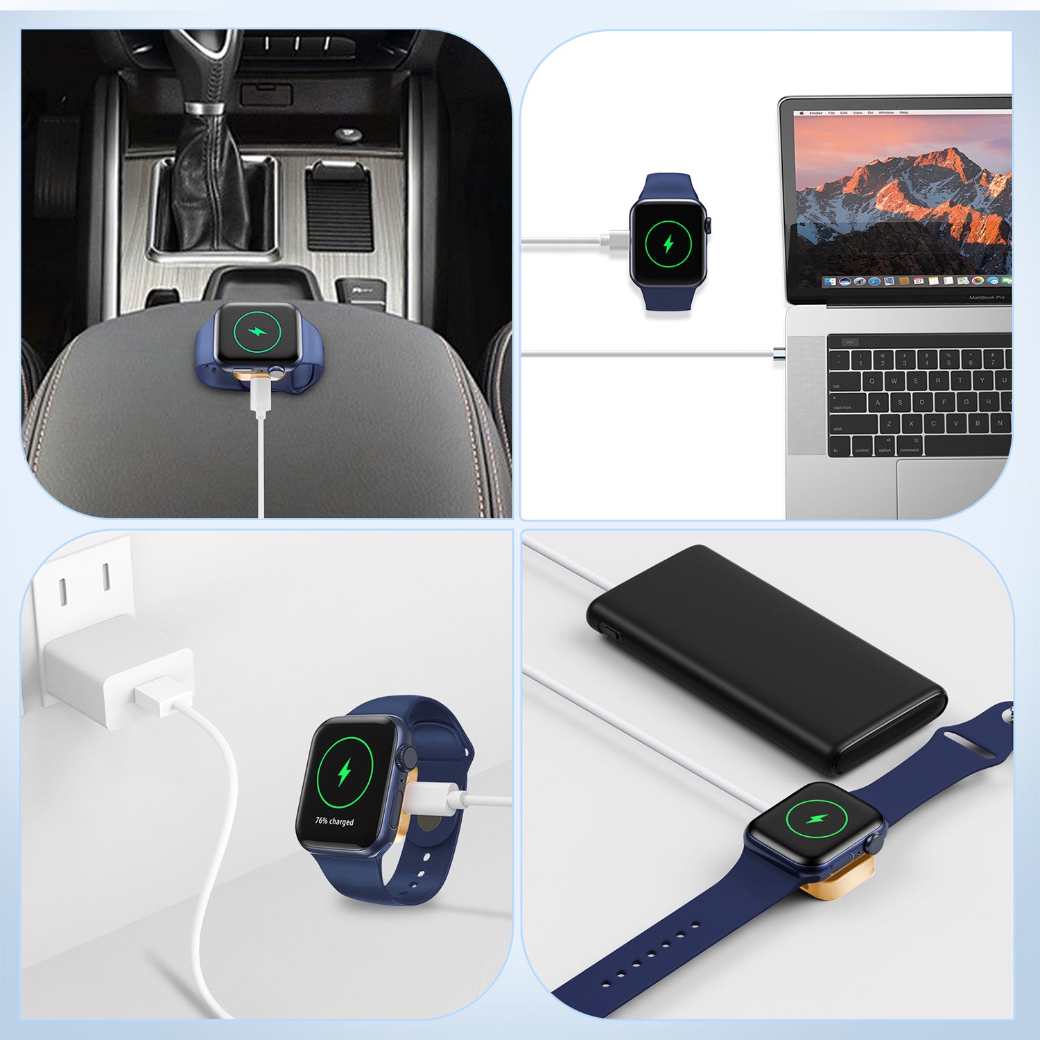 2 in 1 Portable Metal Magnetic Wireless Charger for Apple Watch 7 6 5 4 3 2 1 SE Usb C Fast Charging Pad Cargador