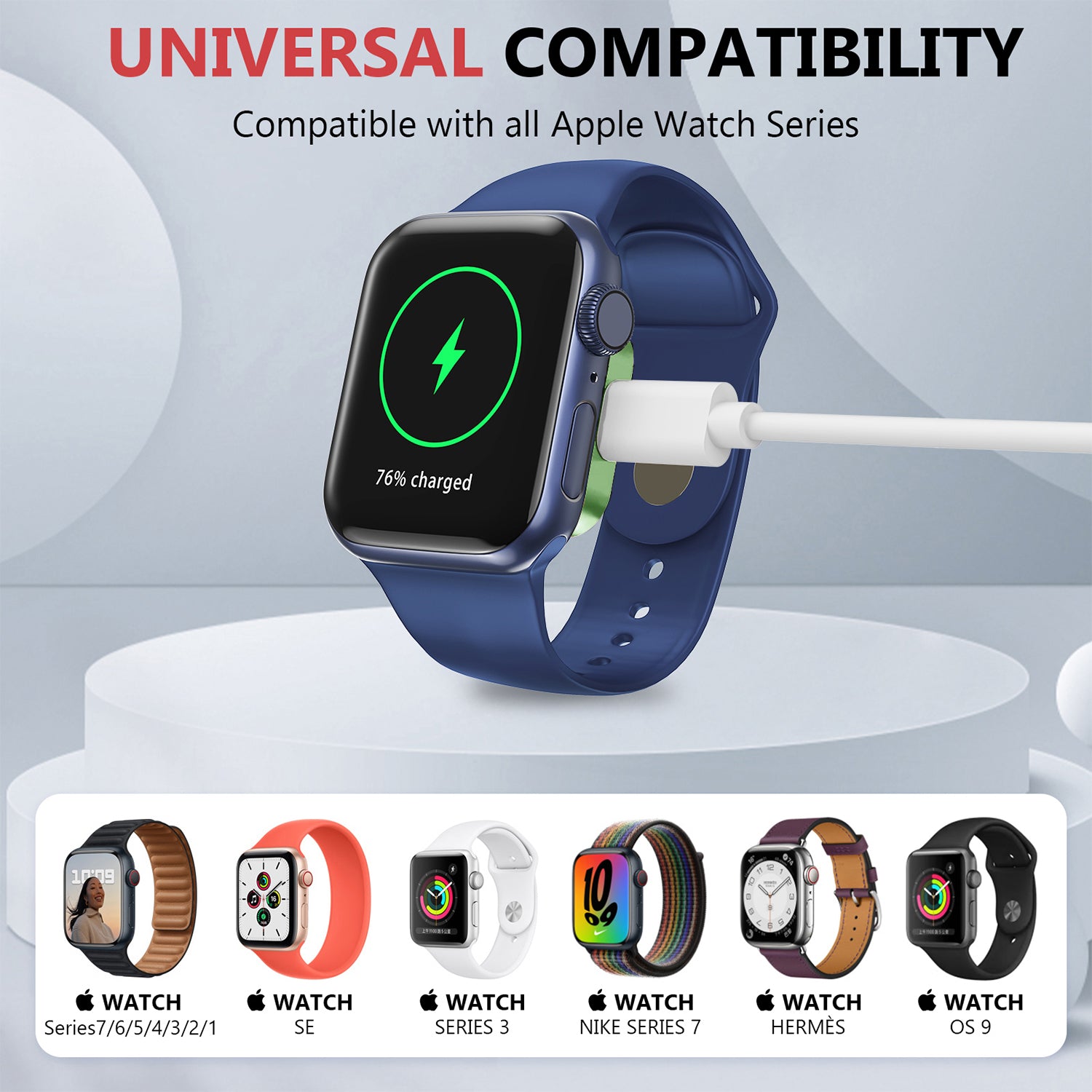 2 in 1 Portable Metal Magnetic Wireless Charger for Apple Watch 7 6 5 4 3 2 1 SE Usb C Fast Charging Pad Cargador