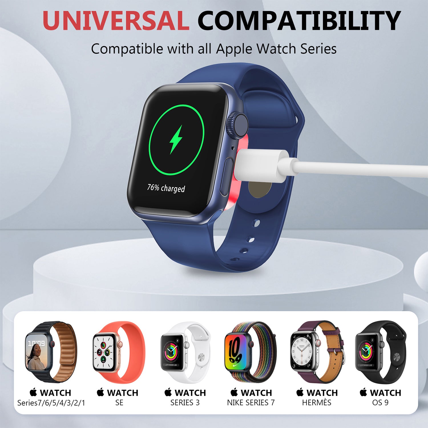 2 in 1 Portable Metal Magnetic Wireless Charger for Apple Watch 7 6 5 4 3 2 1 SE Usb C Fast Charging Pad Cargador