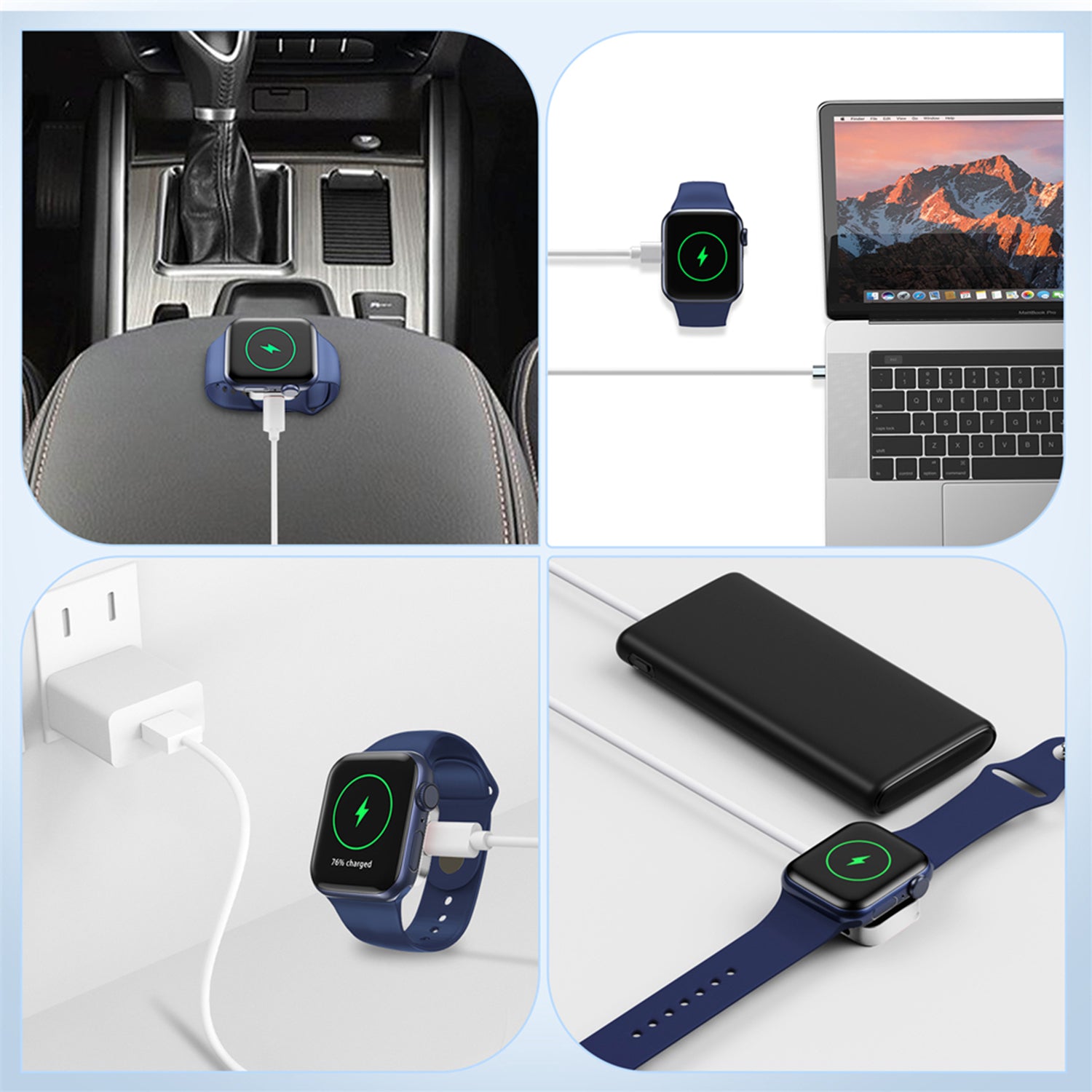 2 in 1 Portable Metal Magnetic Wireless Charger for Apple Watch 7 6 5 4 3 2 1 SE Usb C Fast Charging Pad Cargador