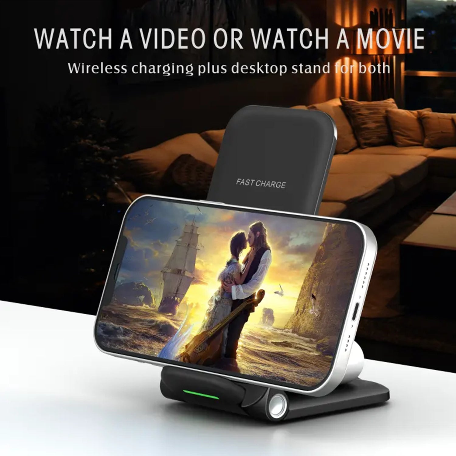 15 W 3 in 1 Wireless Fast Charger - Universal Compatibility, Foldable & Portable Design