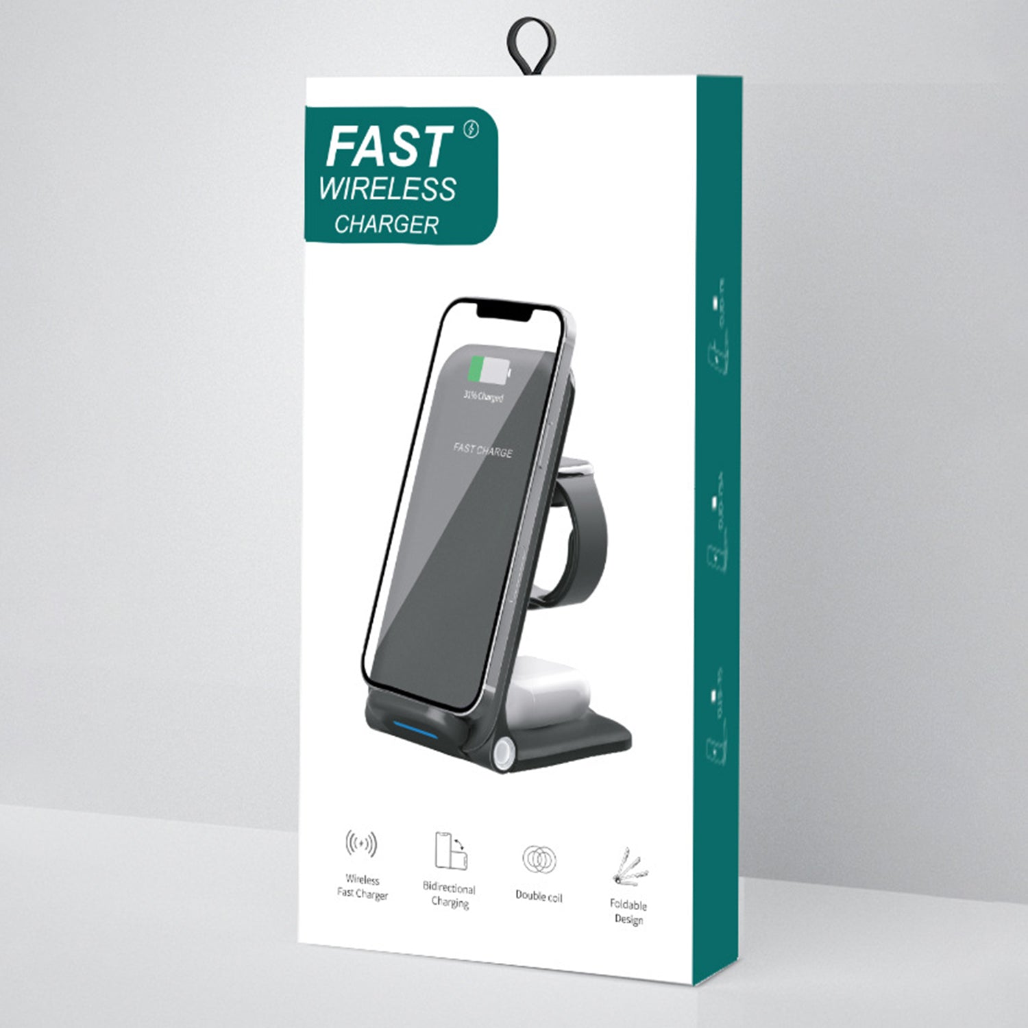 15 W 3 in 1 Wireless Fast Charger - Universal Compatibility, Foldable & Portable Design