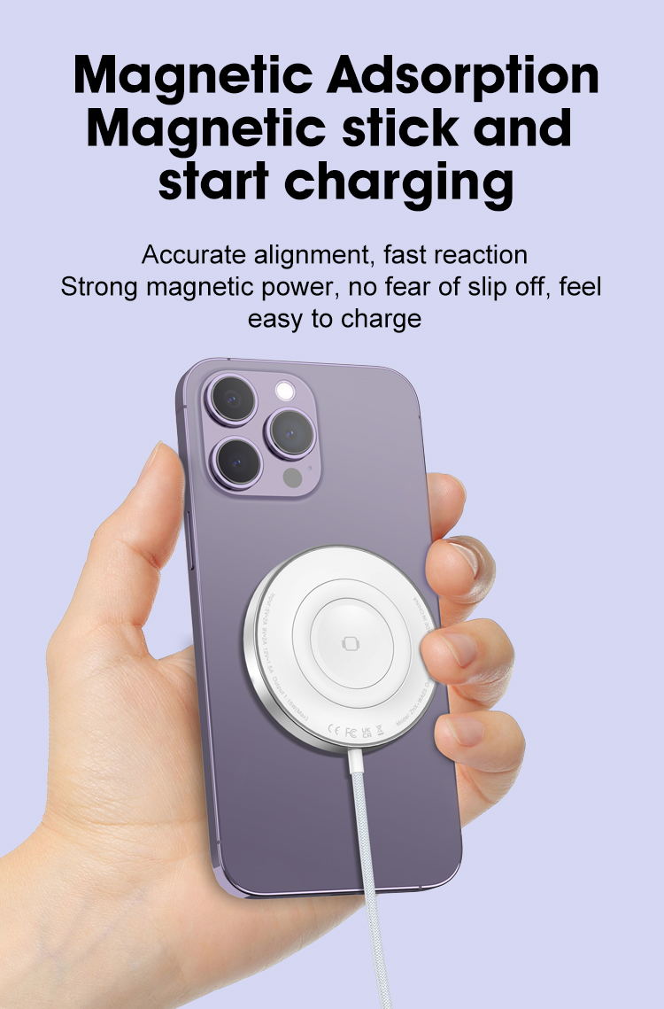 3 in 1 MagSafe Wireless Charging Cable USB and Type-C Ports Compatible with iPhone 15/14/13/12 Series-White