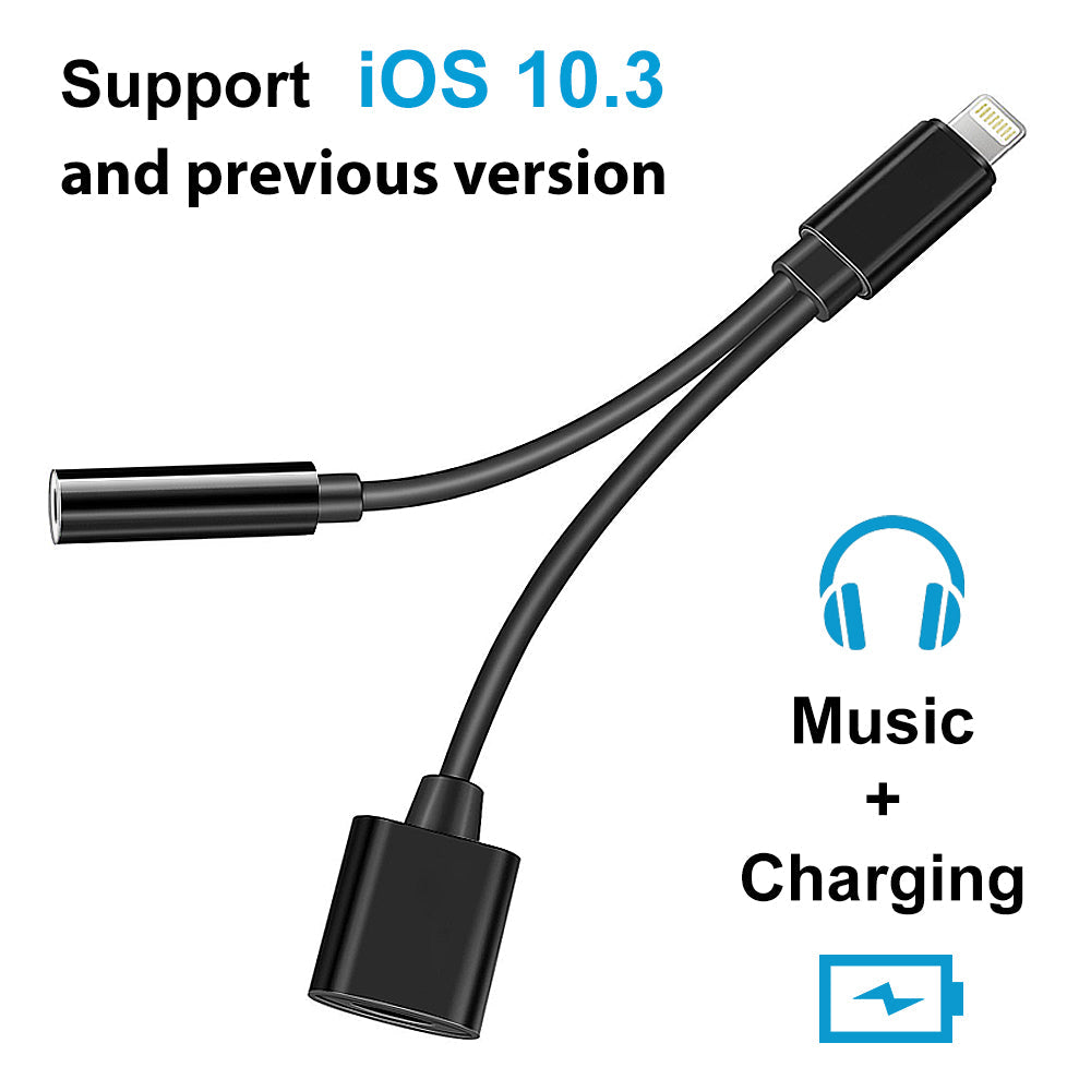 2 in 1 Lightning Adapter to Jack 3.5mm and Lightning Port for iPhone 11/11 Pro /11 Pro Max/ Xs Max/ X / XS/ 8 / 7