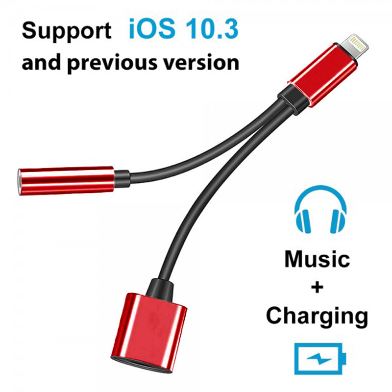 2 in 1 Lightning Adapter to Jack 3.5mm and Lightning Port for iPhone 11/11 Pro /11 Pro Max/ Xs Max/ X / XS/ 8 / 7
