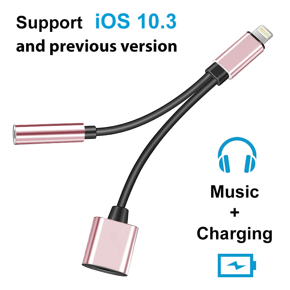 2 in 1 Lightning Adapter to Jack 3.5mm and Lightning Port for iPhone 11/11 Pro /11 Pro Max/ Xs Max/ X / XS/ 8 / 7