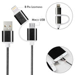 2 in 1 Nylon Braided Cable for Android/Apple Products (3FT)